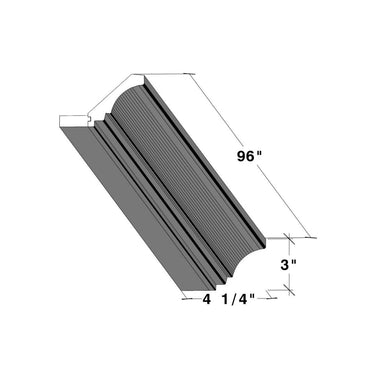 White Shaker - 96"W x 3"H Crown Moulding