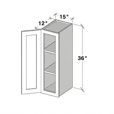 Pearl White - 15"W x 36"H Single Door Wall Cabinet