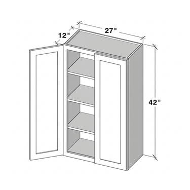 Pearl White - 27"W x 42"H Double Doors Wall Cabinet