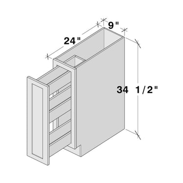White Shaker - 9"W Spice Rack Base Cabinet