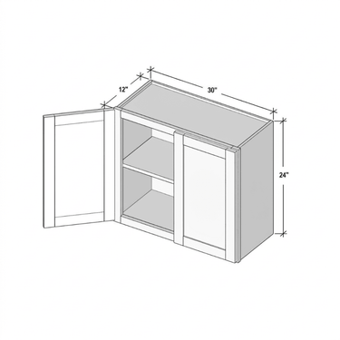 Pearl White - 30"W x 24"H Double Doors Wall Cabinet