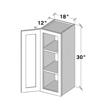 Pearl White - 18"W x 30"H Single Door Wall Cabinet
