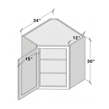 Dove Grey Shaker - 24"W x 30"H Diagonal Corner Wall Cabinet