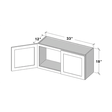 Pearl White - 33"W x 18"H Double Doors Wall Cabinet