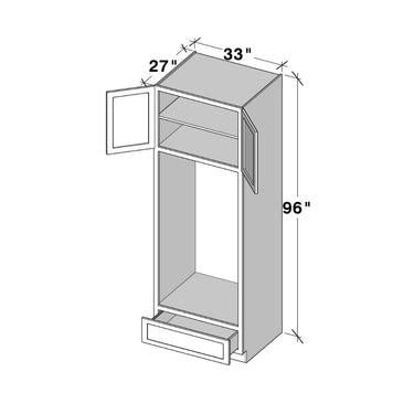 White Shaker - 33"W x 96"H Oven Pantry Cabinet