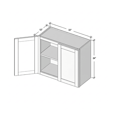 Pearl White - 33"W x 24"H Double Doors Wall Cabinet