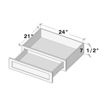 Classic White Shaker - 24"W x 7-1/2"H Knee Drawer
