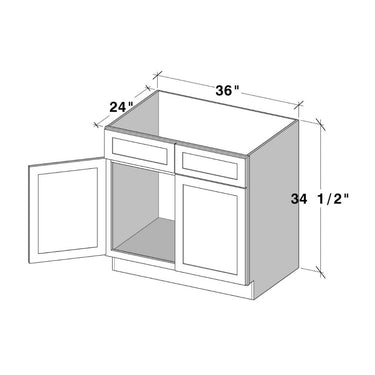 White Shaker - 36"W 2 Doors Sink Base Cabinet