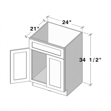 Classic White Shaker - 24"W 2 Doors Vanity Base Cabinet
