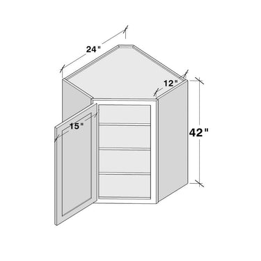 White Shaker - 24"W x 42"H Diagonal Corner Wall Cabinet