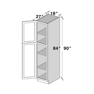 White Shaker - 18"W x 84"H Utility Cabinets