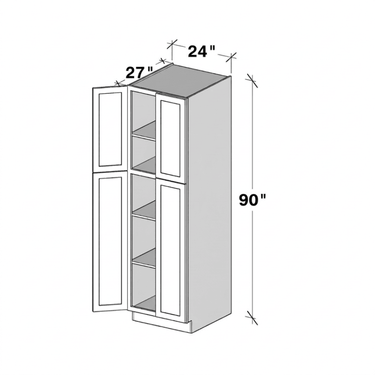 Dove Grey Shaker - 24"W x 90"H Utility Cabinets