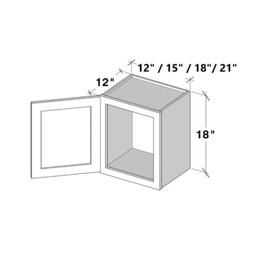 White Shaker - 12"W x 18"H Single Door Wall Cabinet