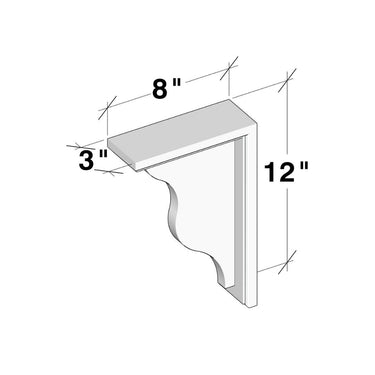 White Shaker - 3"W x 12"H Corbel