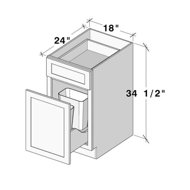 White Shaker - 18"W Waste Basket Base Cabinet