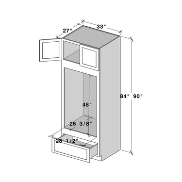 White Shaker - 33"W x 84"H Oven Pantry Cabinet