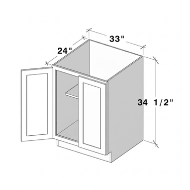 Pearl White - 33"W Full Height Double Doors Base Cabinet