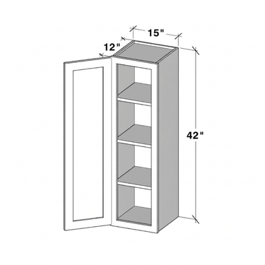 Pearl White - 15"W x 42"H Single Door Wall Cabinet