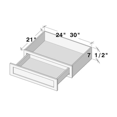 White Shaker - 24"W x 7-1/2"H Knee Drawer