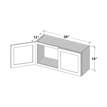 Pearl White - 36"W x 18"H Double Doors Wall Cabinet