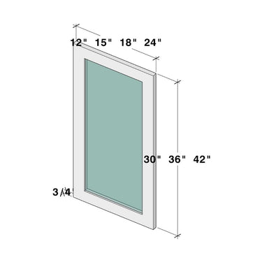 White Shaker - 11-11/16"W x 29-1/2"H Wall Cabinet Glass Door
