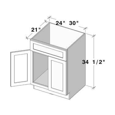 White Shaker - 24"W 2 Doors Vanity Base Cabinet