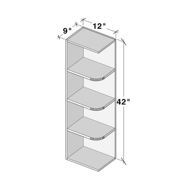 White Shaker - 9"W x 42"H Wall End Shelf Cabinet