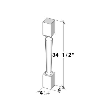 White Shaker - 4"W x 34-1/2"H Post Leg